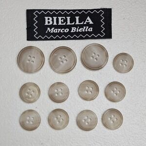 Marco Biella Set of 12 Blazer Replacement Taupe 4-Hole Buttons Sewing Crafting